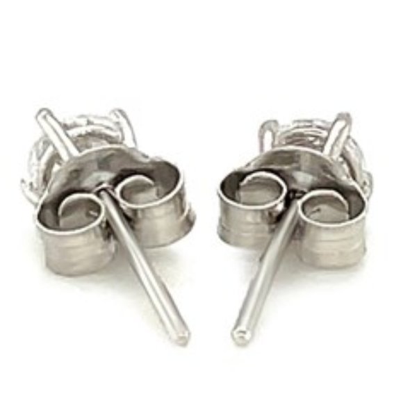 Faceted 4mm White Cubic Zirconia Stud Earrings in Sterling Silver - Picture 3 of 3